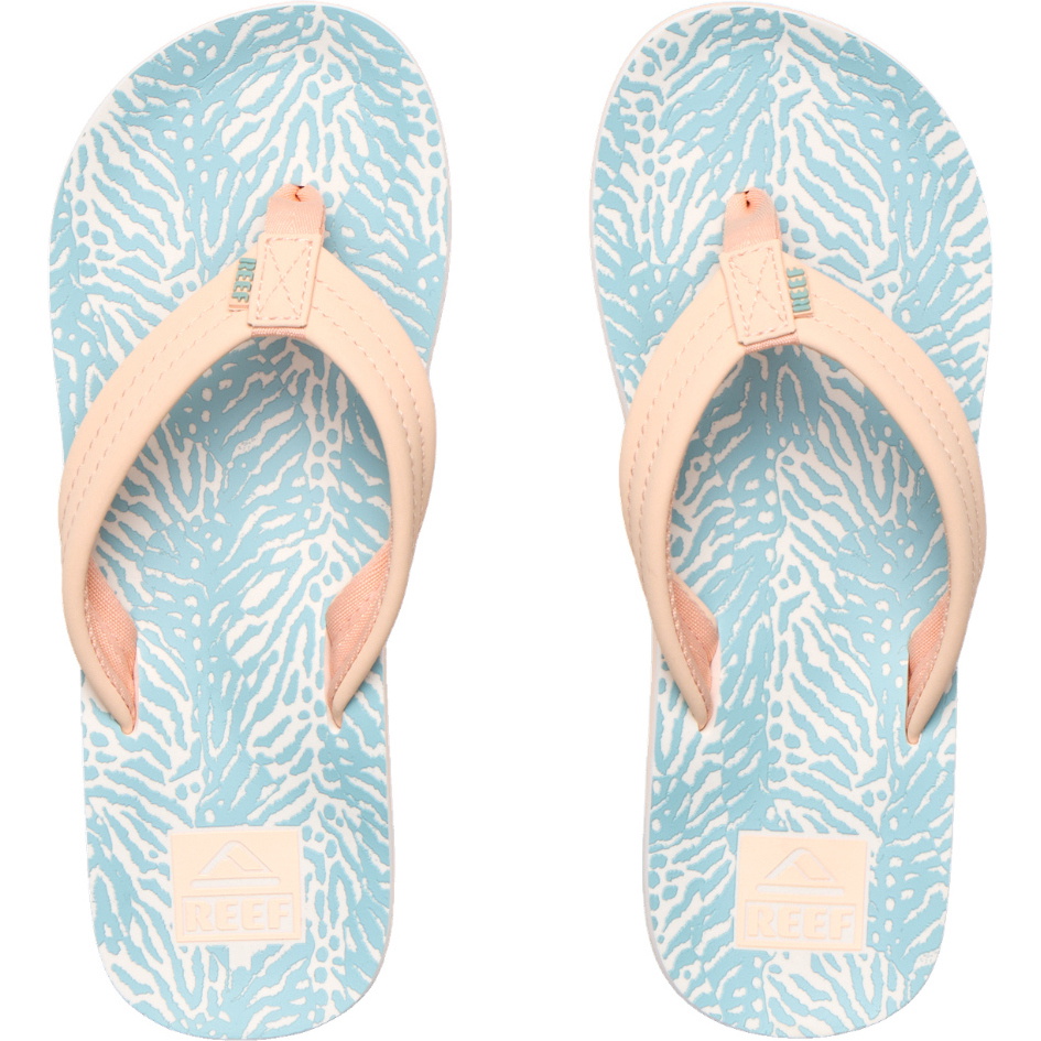 2026 Reef Junior Ahi Flip Flops CJ8776 - Peach / Blue Animal